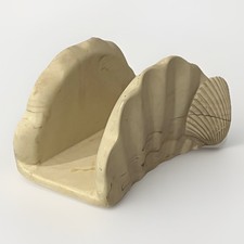 Vintage Dina Seashell Napkin Or Mail Holder, Marble Soapstone Look Resin Coastal picture