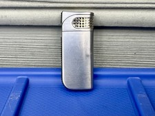 Vintage Silver Tone Gas Butane Pocket Lighter Side Squeeze Igniter Mesh Guard picture