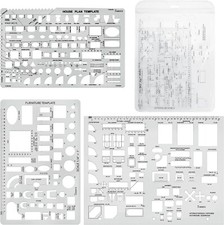 3Pcs Architectural Templates House Plan Interior Design Furniture Drafting Ruler picture
