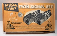 two (2x) Vintage Official Boy Scout Twin Signal Sets Morse Code w/ Original Box picture