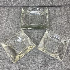 Vintage Clear Glass Ashtray Lot of 3 Two Small And One Large Nice And Clean picture
