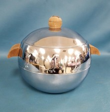 VTG West Bend Penguin Hot/Cold Insulated Chrome Server w/Wood Handles USA picture