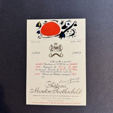 1969 Chateau Mouton Rothschild Wine Label Hand Signed Joan Miro 1/75 Rare picture