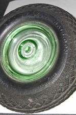 Vtg Goodyear Green Uranium glass Advertising Ashtray , Original, Black & Green picture