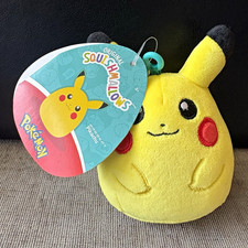 Squishmallows Pokémon Pikachu Plush Keychain Clip-On Yellow Red Black picture