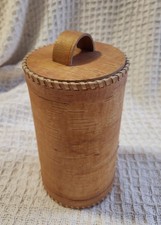 Vintage Handcrafted Cylindrical Birch Bark Container with Lid. Siberia Russia picture
