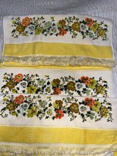 3-Vtg JC Penney Fashion Manor Bath Towels Yellow Pansies picture