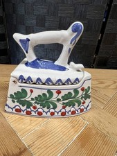 Vintage Italian Handmade Hand Painted Iron Trinket Box w Hinged Lid 1970s picture
