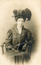 RPPC Beautiful Woman Amazing Hat Unused Great Contrast picture