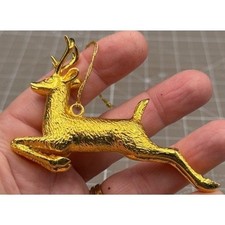 Vintage MMA Ornament Running Deer Gold Tone 3.25