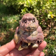 1pc Natural Painted Stone Quartz carved crystal orangutan skull healing Decor picture