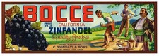 ORIGINAL C1940S BOCCE GRAPE CRATE LABEL ITALIAN AMERICAN WINE BOWLING MONDAVI D picture