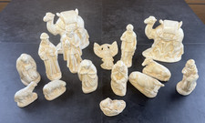 VTG 1970's Holland Mold Ceramic Nativity Set of 15 pieces-Ivory Antiqued FInish picture