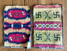 Vintage 1910s pair of Native American Navajo Rug Design Tobacco Flannels Felts picture