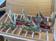 RARE Case XX Christmas 6 Knife COMBO Cheetah Saddlehorn Russlock Muskrat Canoe picture