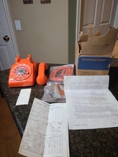 Vintage Stromberg Carlson Orange Table Desk Rotary Dial Telephone Retro Phone picture