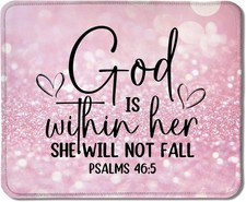 Pink Christian Mouse Pad God is Within Her Bible Verse Desk Accessories picture