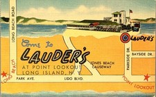 Vintage Postcard Lauder's Point Lookout Long Island NY Linen Map Restaurant Rare picture
