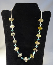 Vintage Santo Domingo Necklace Serpentine and Turquoise 22