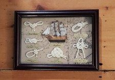 VTG Nautical Mayflower Ship with Roping Knots Display 12 x 9 Shadow Box Diorama picture