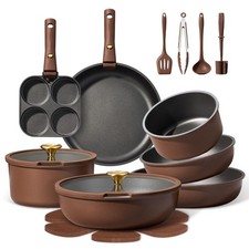 CAROTE 21pcs Pots and Pans Set, Nonstick Cookware Set 21 Piece, Brown picture
