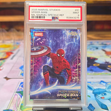 2025 Topps Marvel Studios Spider-Man #61 Ms. Marvel Speckle Refractor /49 PSA 9 picture