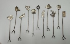 Taxco Vtg Western Themed Mexican Hors D’oeuvre Cocktail Fork Set #11 picture