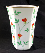 Fukagawa Koransha Porcelain Large Vase Arita Japan Six Sided Flared Mouth DS63 picture