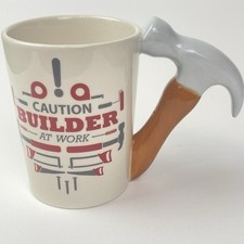 Caution Builder At Work Novelty Hammer Contractor Gift Coffee Mug picture
