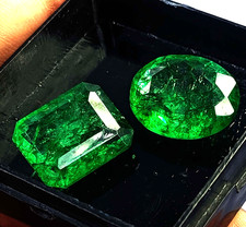 Natural Colombian Green Emerald 22+Ct 2 Piece Emerald Oval Cut Loose Gems 6GHO picture