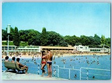 Northern Bulgaria Bulgaria Postcard Varna Central Beach Bathing Scene c1950's picture