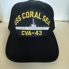 U.S. NAVY USS CORAL SEA CVA-43 TRUCK HAT BASEBALL CAP IN BLACK picture