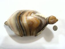 1920s antique 6.5 inch carved colorful banded agate 22 ounce turtle FC1196 picture