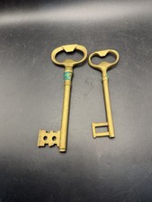 Vintage Brass Skeleton Key Bottle Openers Pair Large Barware Decor 7
