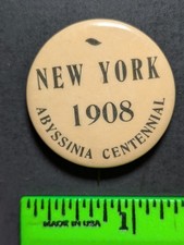 Vintage 1908 New York Abyssinia Centennial Pinback Pin picture