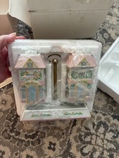 NIB Vintage Lenox Village 1991 Porcelain Salt & Pepper Shaker Set w/Stand picture