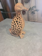 Vintage Heavy Cast Iron Japanese Large Duck Garden Patio Lantern Candle Holder picture