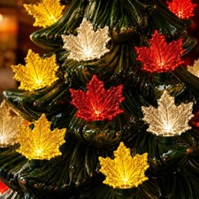 60pcs Fall Ceramic Tree Replacement Lights, Maple Leaf, 3 Color Autumn Tree Topp picture