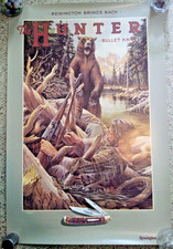 VTG 1986 REMINGTON BULLET KNIFE COMPANY THE HUNTER STRAPPED POSTER MK picture