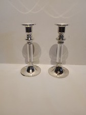 Pair of Vintage Silverplate & Lucite Candlestick Holders picture