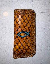 Leather EDC pocket knife slip pouch case sheath fits 3-4 inch folding knives picture