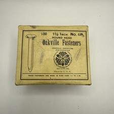 VINTAGE ROUND HEAD BRASS PAPER OAKVILLE ORIGINAL FASTENERS 1 1/2” No. 6r picture