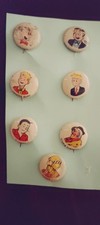 7 Vintage 1940s kelloggs cereal pep-comic Cartoon Character Pinback Buttons  picture