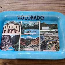 Vintage Colorado Souvenir Tin Tray Central City Opera House Bear Lake Pikes Peak picture