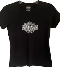 Harley Davidson Dubuque Iowa Women's Black Embellished Graphic T-Shirt size S picture