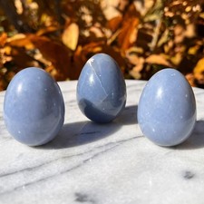 Blue Angelite Crystal Egg Carving Genuine Peru Mineral picture