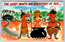 c1960s Chief Wants Breakfast in Bed Comic Cannibals Vintage Postcard Lot of 100 picture