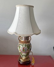 Vintage Chinese Famille Rose Porcelain Urn Table Lamp Chinoiserie W/ ORIG SHADE picture