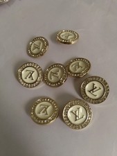 8 PCS LV Logo 22mm Stamped Golden Round Buttons picture