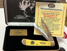 Case XX Hank Williams Jr. Yellow Trapper Knife Deep Gold/Black Color Etch New picture